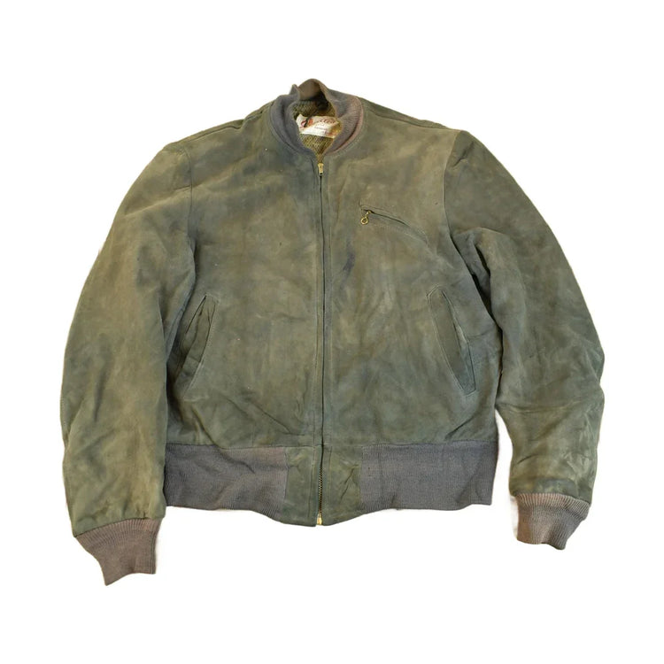 Vintage 1950s Excelled Leather Suede Bomber Jacket Size M Men's Medium from propervintagecanada