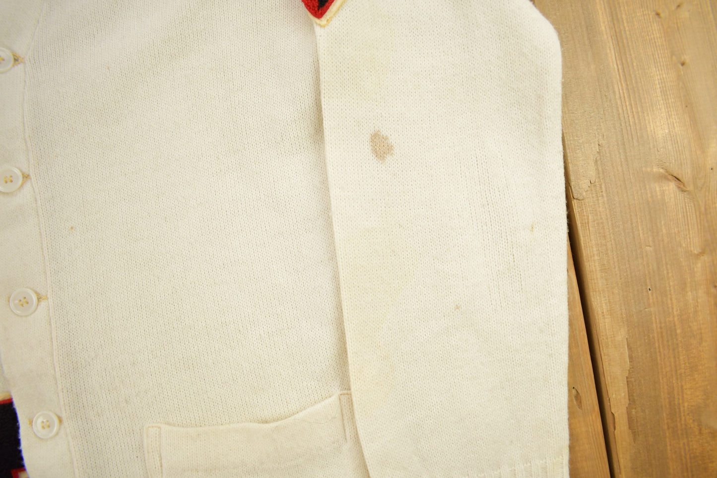 Vintage 1950s FDL Embroidered Collegiate Cardigan Sweater Men's Medium from propervintagecanada