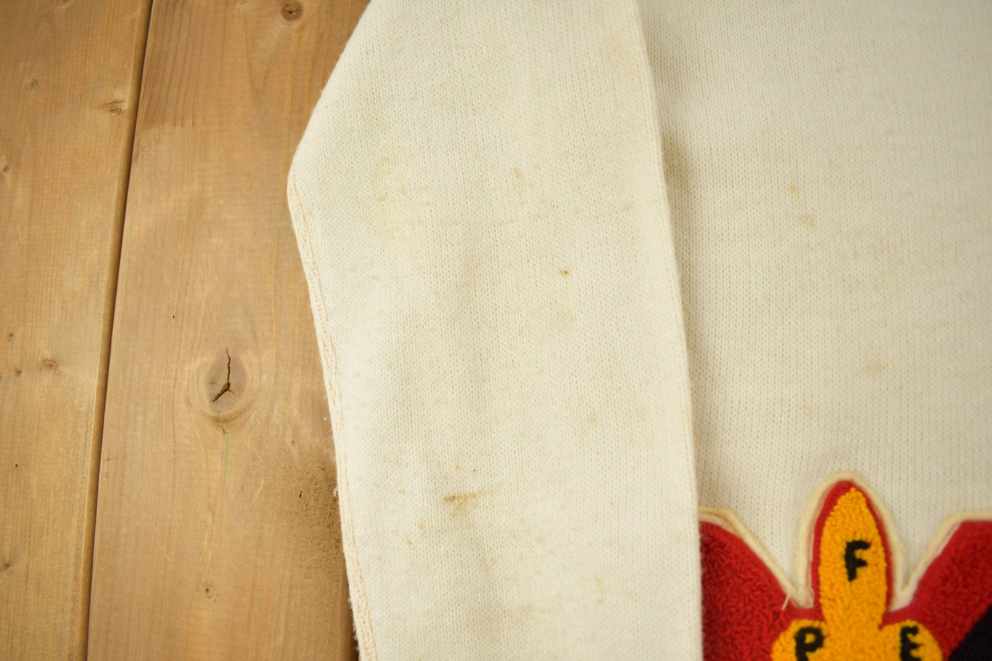 Vintage 1950s FDL Embroidered Collegiate Cardigan Sweater Men's Medium from propervintagecanada