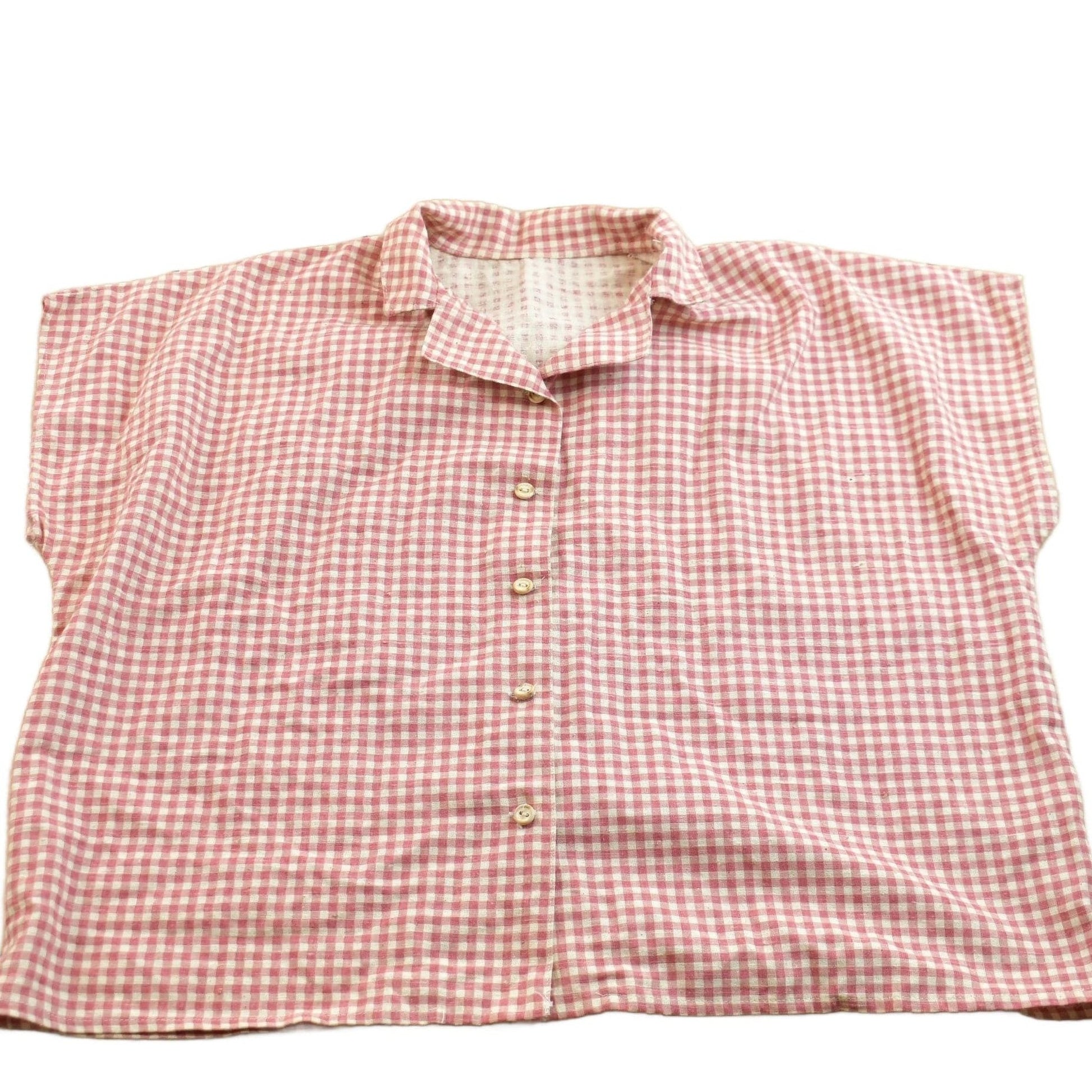 Vintage 1950s Flannel Check Pattern Button Up Sleeveless Shirt Women's XL from propervintagecanada