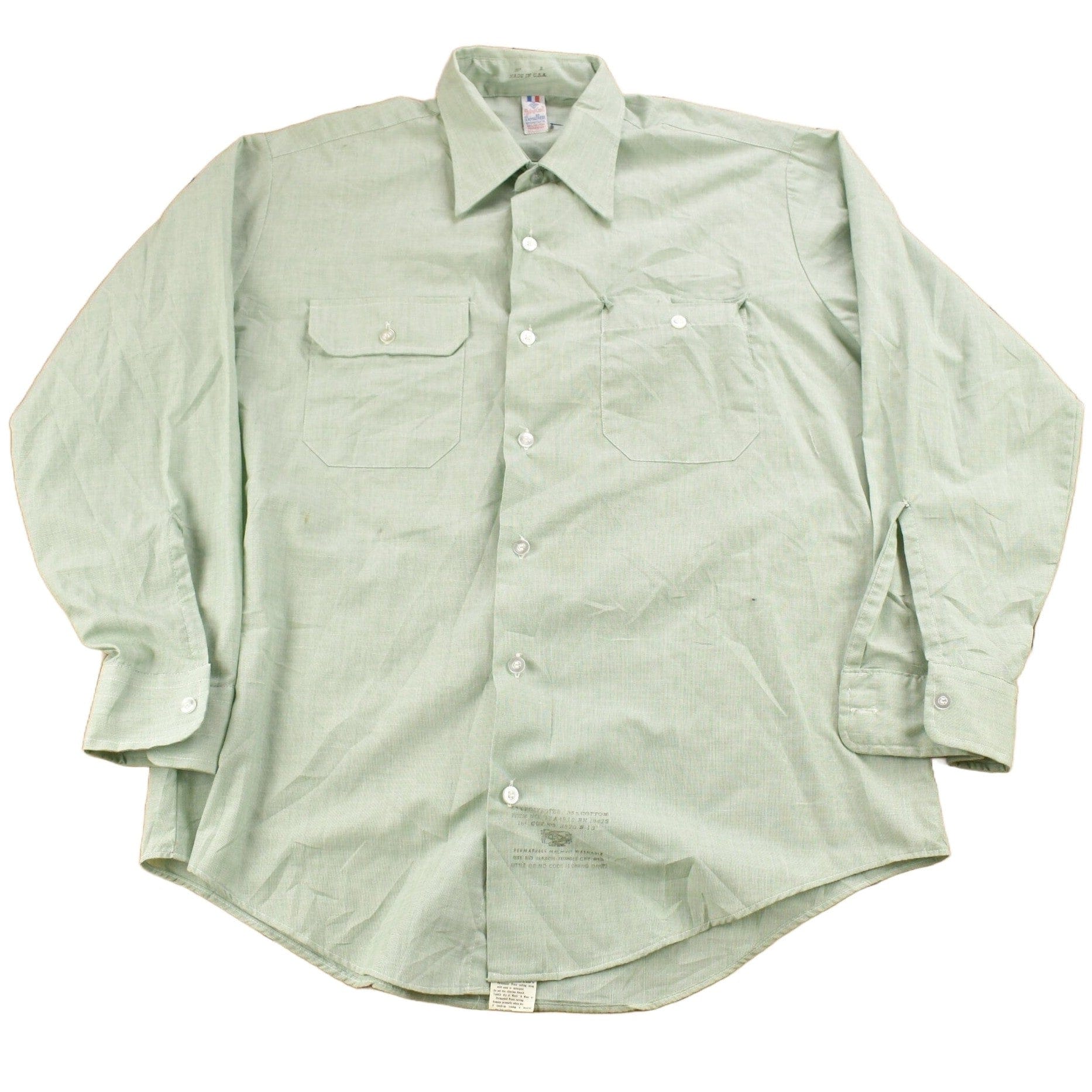 Vintage 1950s Flying Cross Perma Press Broadcloth Blank Button Up Shirt Men's XL from propervintagecanada