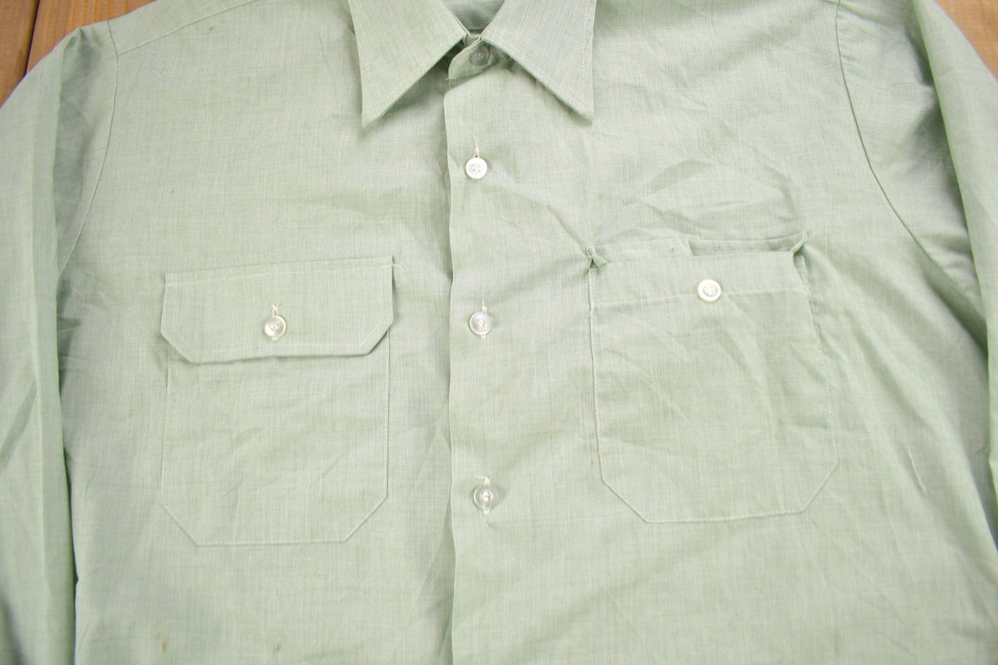 Vintage 1950s Flying Cross Perma Press Broadcloth Blank Button Up Shirt Men's XL from propervintagecanada