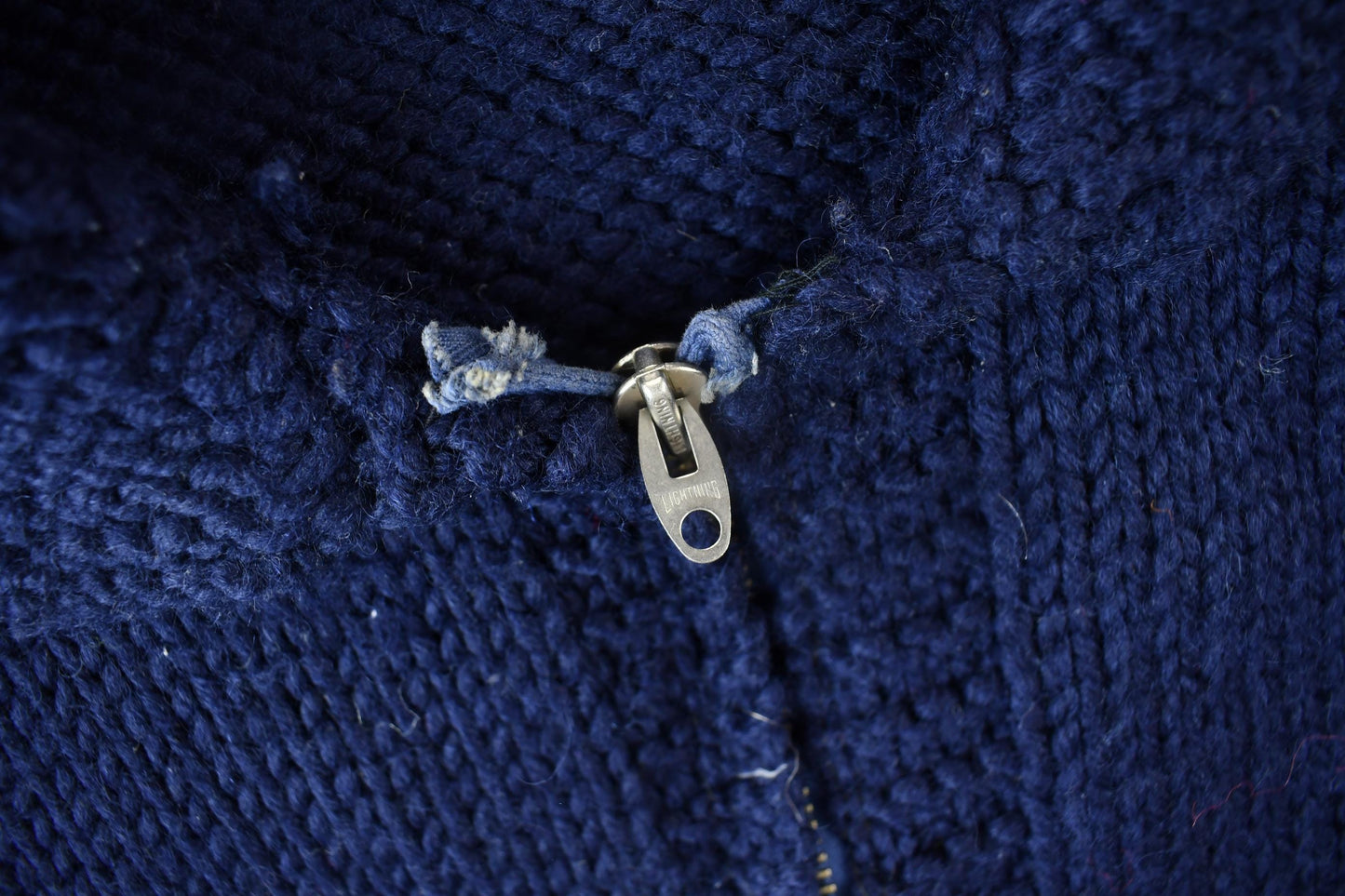 Vintage 1950s Hand-Knit Blank Navy Blue Cowichan Sweater Men's Medium from propervintagecanada