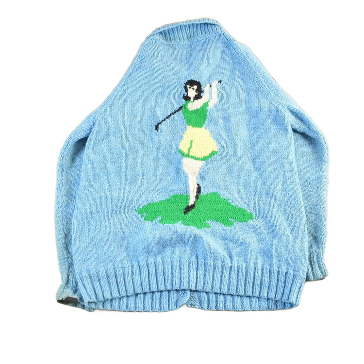 Vintage 1950s Hand Knit Golf Knit Cardigan Sweater Women's M from propervintagecanada