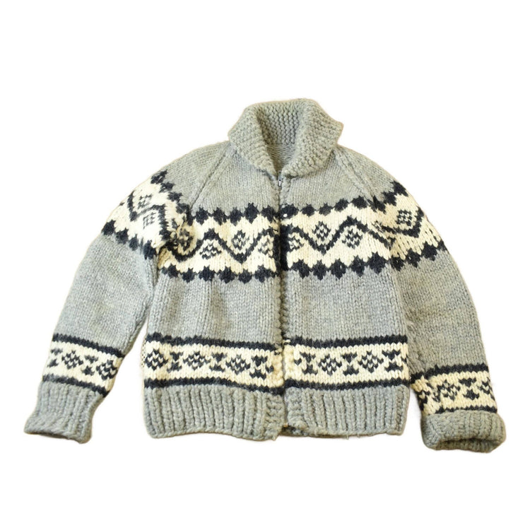 Vintage 1950s Hand-Knit Grey Cowichan Sweater Men's M from propervintagecanada