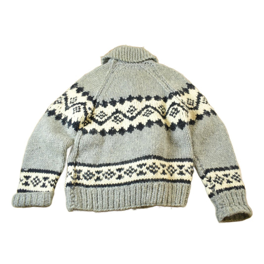 Vintage 1950s Hand-Knit Grey Cowichan Sweater Men's M from propervintagecanada