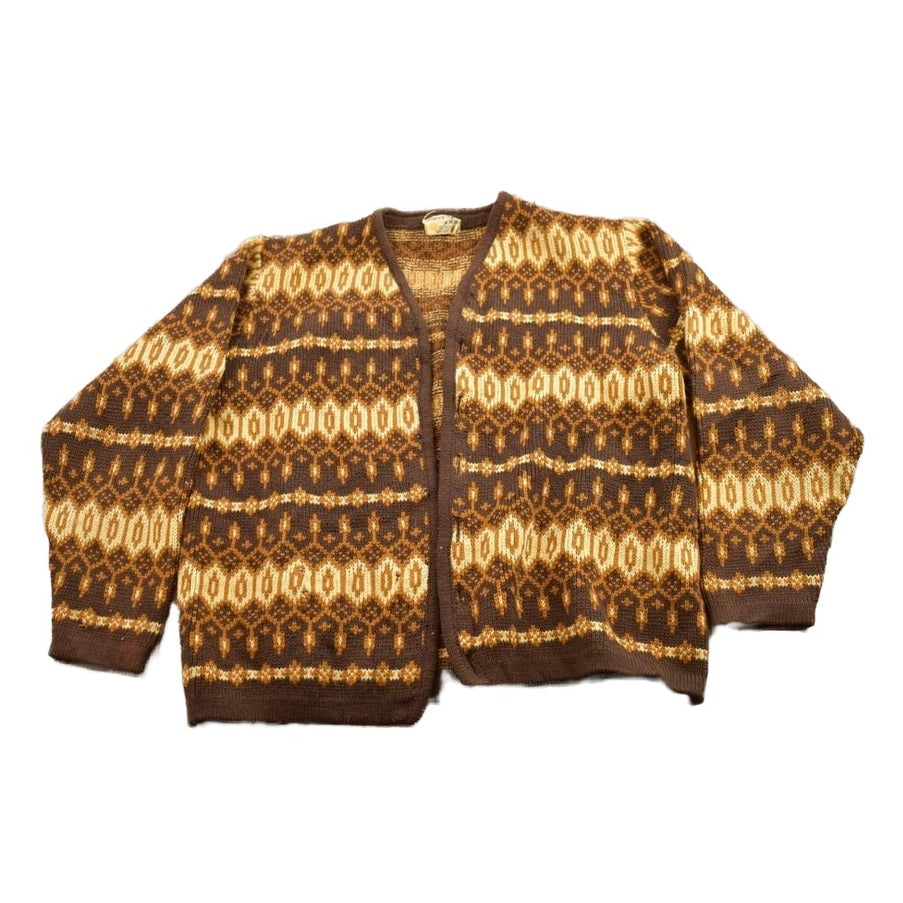 Vintage 1950s Hand-Knit Pattern Cardigan Sweater Men's Large from propervintagecanada