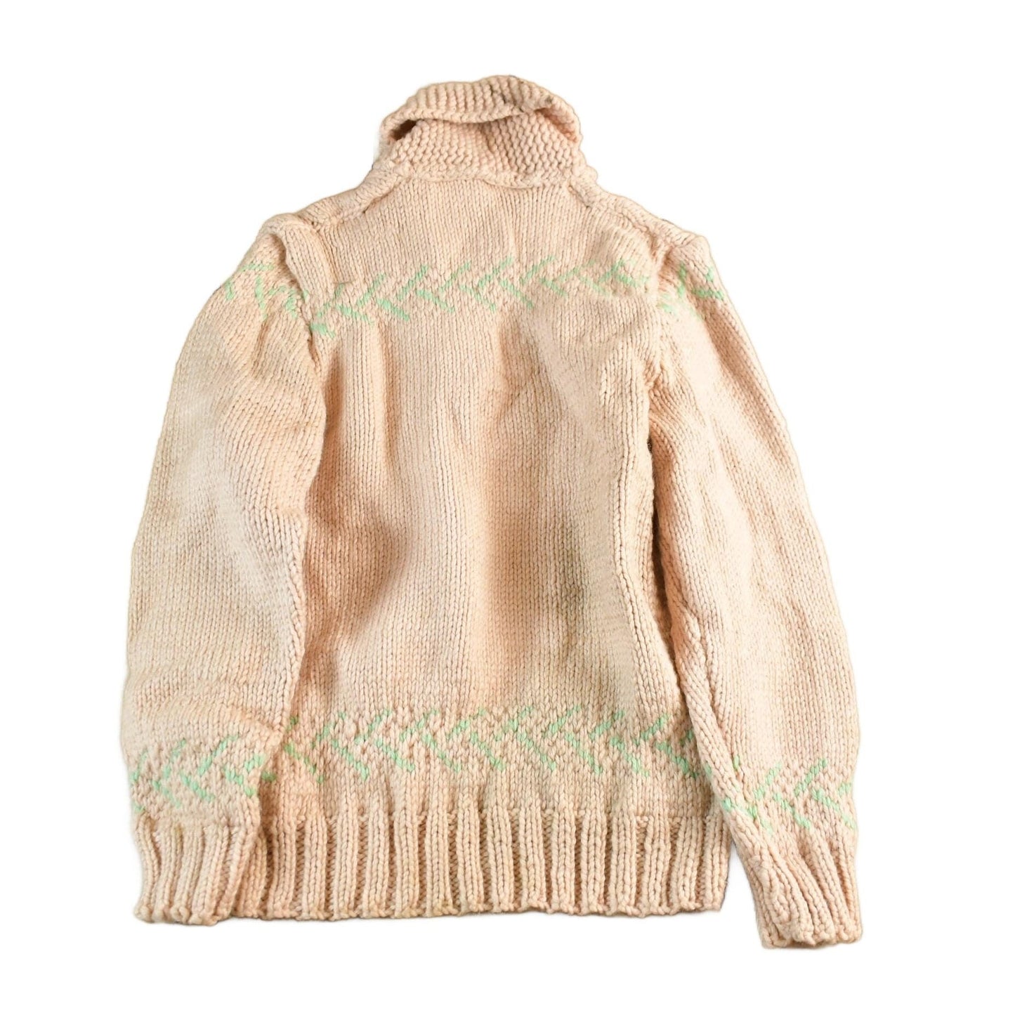 Vintage 1950s Hand-Knit Pink Zip Up Cowichan Sweater Women's Medium from propervintagecanada