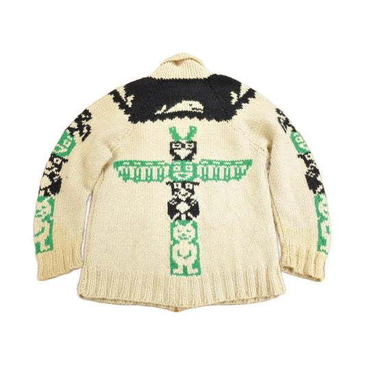 Vintage 1950s Hand-Knit Totem Pole Cowichan Sweater Men's Medium from propervintagecanada