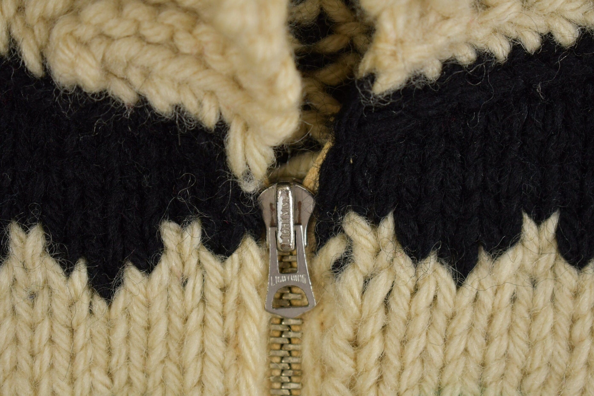 Vintage 1950s Hand-Knit Totem Pole Cowichan Sweater Men's Medium from propervintagecanada