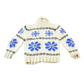 Vintage 1950s Hand Knit Wool Snowflake Full Zip Sweater Youth S from propervintagecanada
