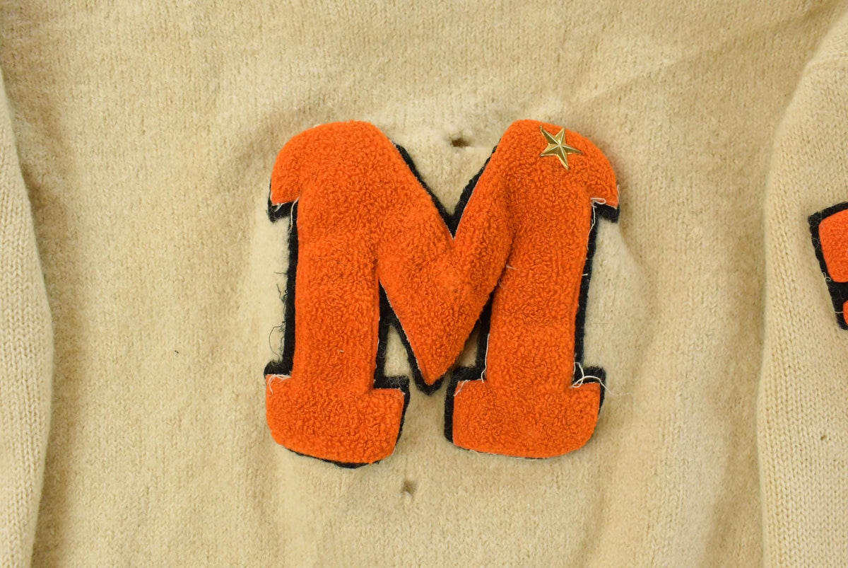 Vintage 1950s Highland Chenille Patch Collegiate Wool Knit Sweater Men's XS-S from propervintagecanada