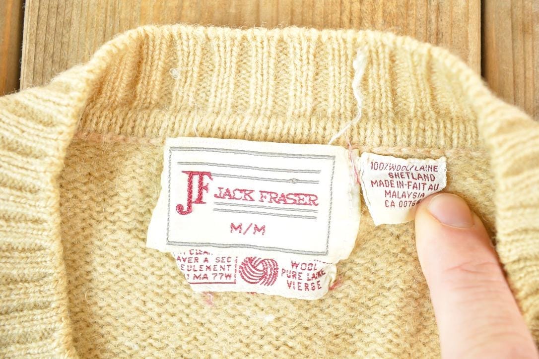 Vintage 1950s Jack Fraser Wool Cable Knit Sweater Vest Mens S from propervintagecanada