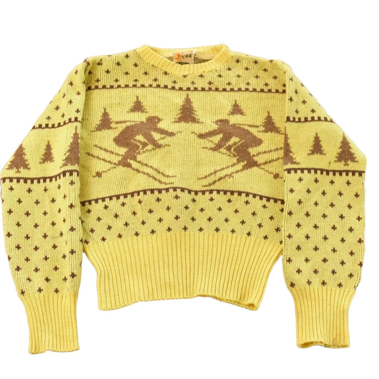 Vintage 1950s Jersild Wool Nordic Ski Jacquard Knit Sweater Men's S from propervintagecanada