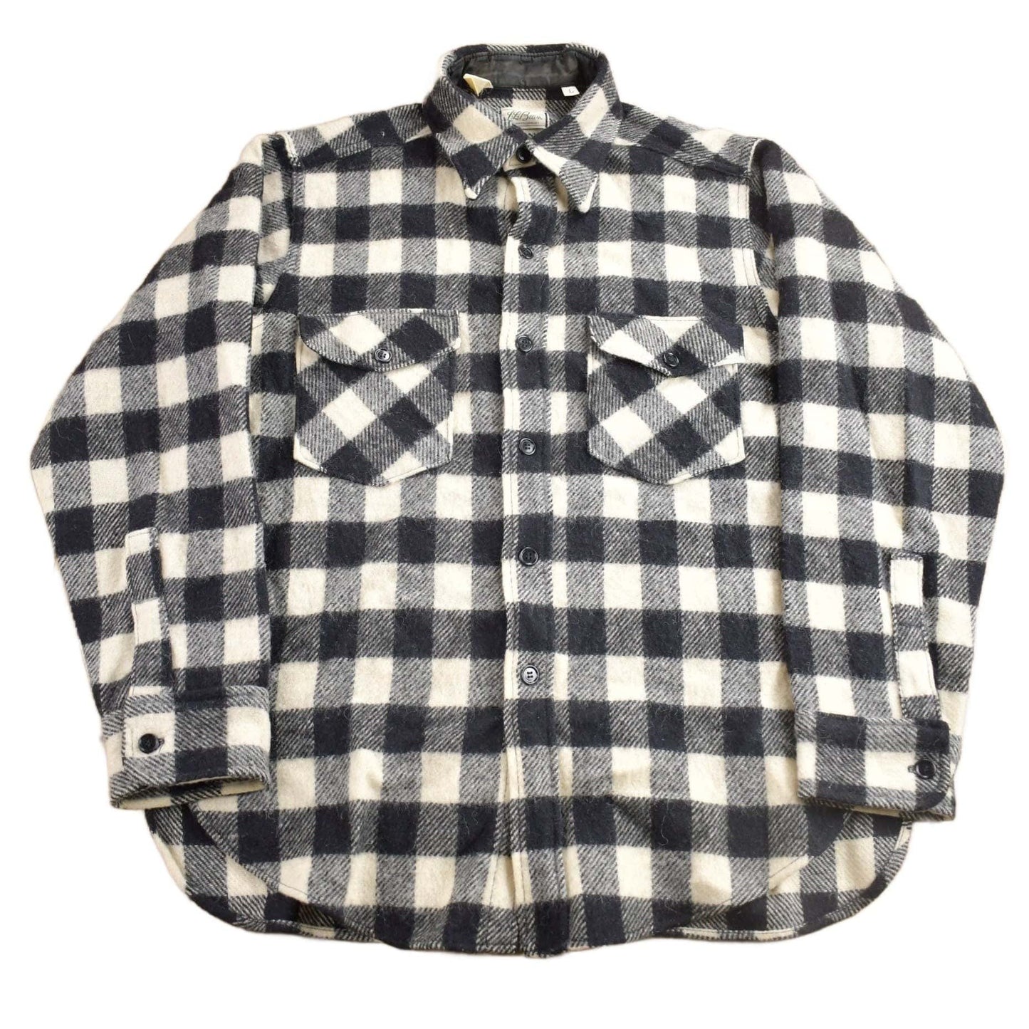 Vintage 1950s LL Bean Buffalo Plaid Wool Button Up Shirt Men's Medium from propervintagecanada