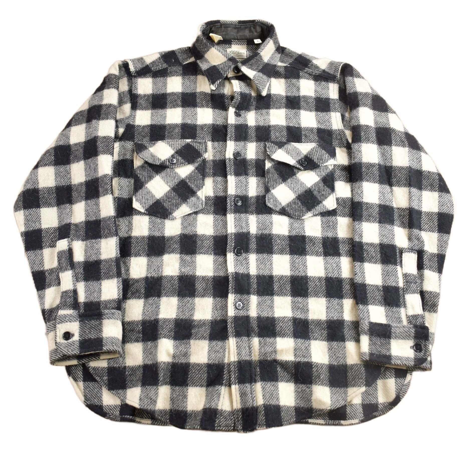 Vintage 1950s LL Bean Buffalo Plaid Wool Button Up Shirt Men's Medium from propervintagecanada