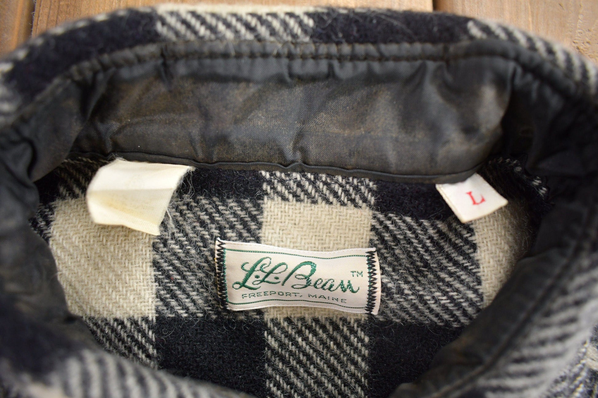 Vintage 1950s LL Bean Buffalo Plaid Wool Button Up Shirt Men's Medium from propervintagecanada