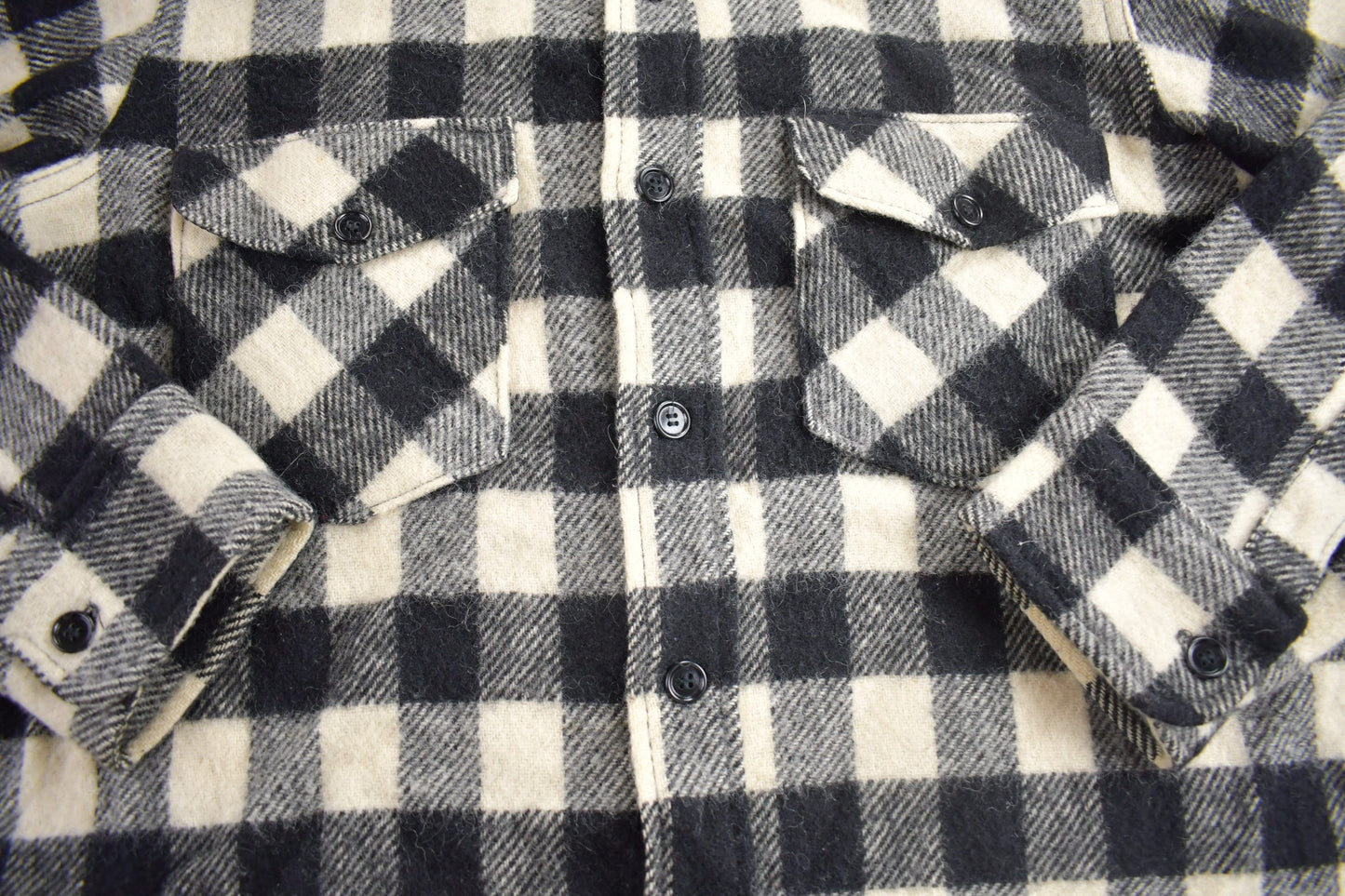Vintage 1950s LL Bean Buffalo Plaid Wool Button Up Shirt Men's Medium from propervintagecanada