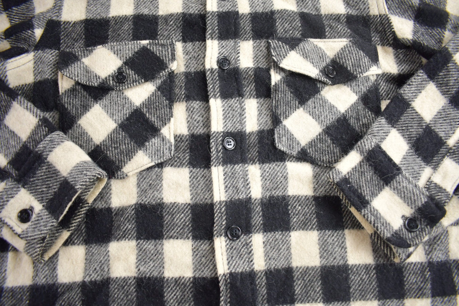 Vintage 1950s LL Bean Buffalo Plaid Wool Button Up Shirt Men's Medium from propervintagecanada