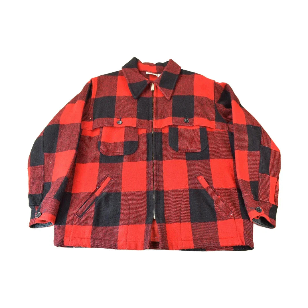 Vintage 1950s LL Bean Plaid Heavy Weight Wool Button Up Jacket Men's Large from propervintagecanada