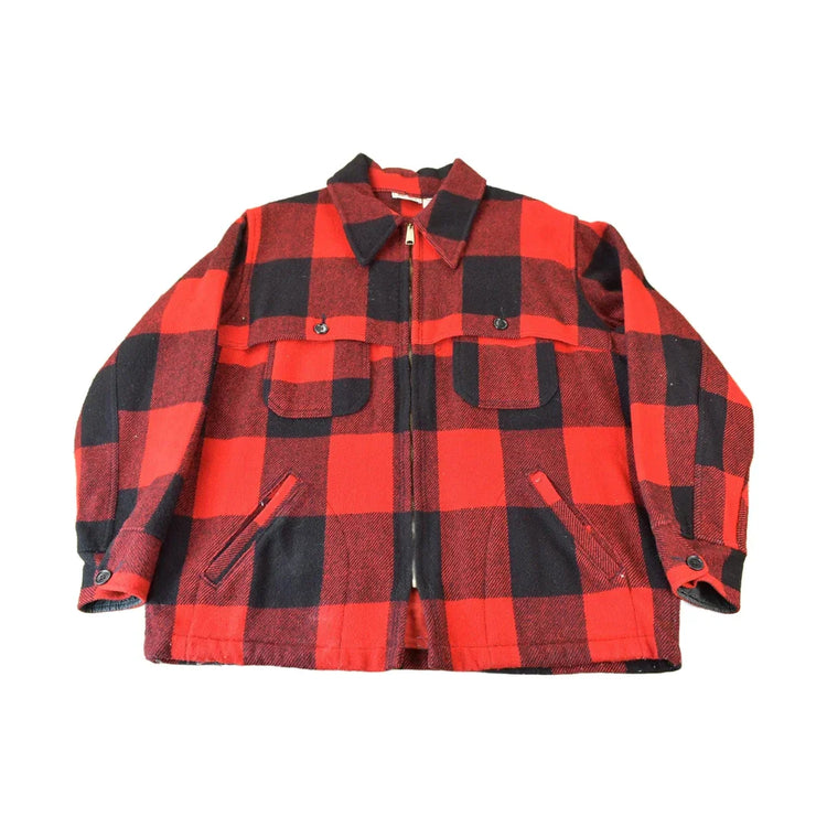 Vintage 1950s LL Bean Plaid Heavy Weight Wool Button Up Jacket Men's Large from propervintagecanada
