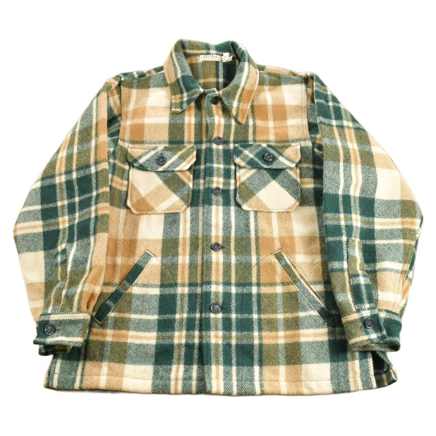 Vintage 1950s LL Bean Plaid Wool Button Up Shacket Men's Large from propervintagecanada