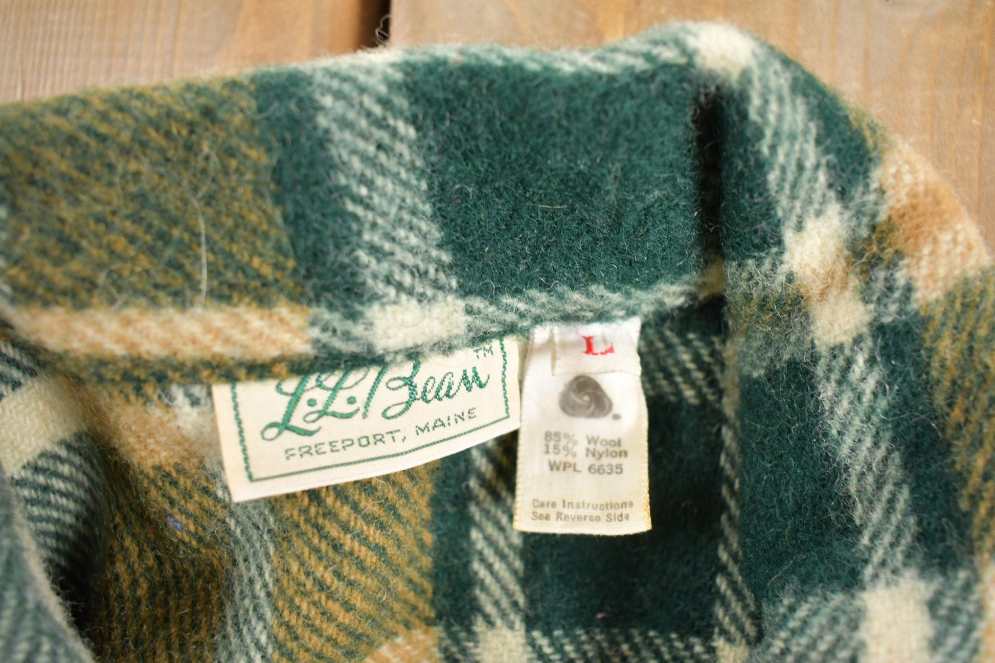 Vintage 1950s LL Bean Plaid Wool Button Up Shacket Men's Large from propervintagecanada