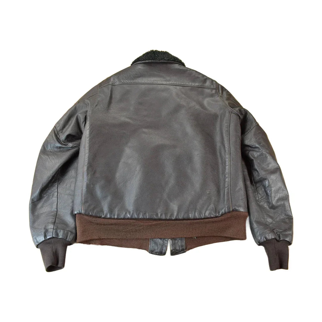Vintage 1950s LL Bean Shearling Leather Flight Jacket Men's Medium from propervintagecanada