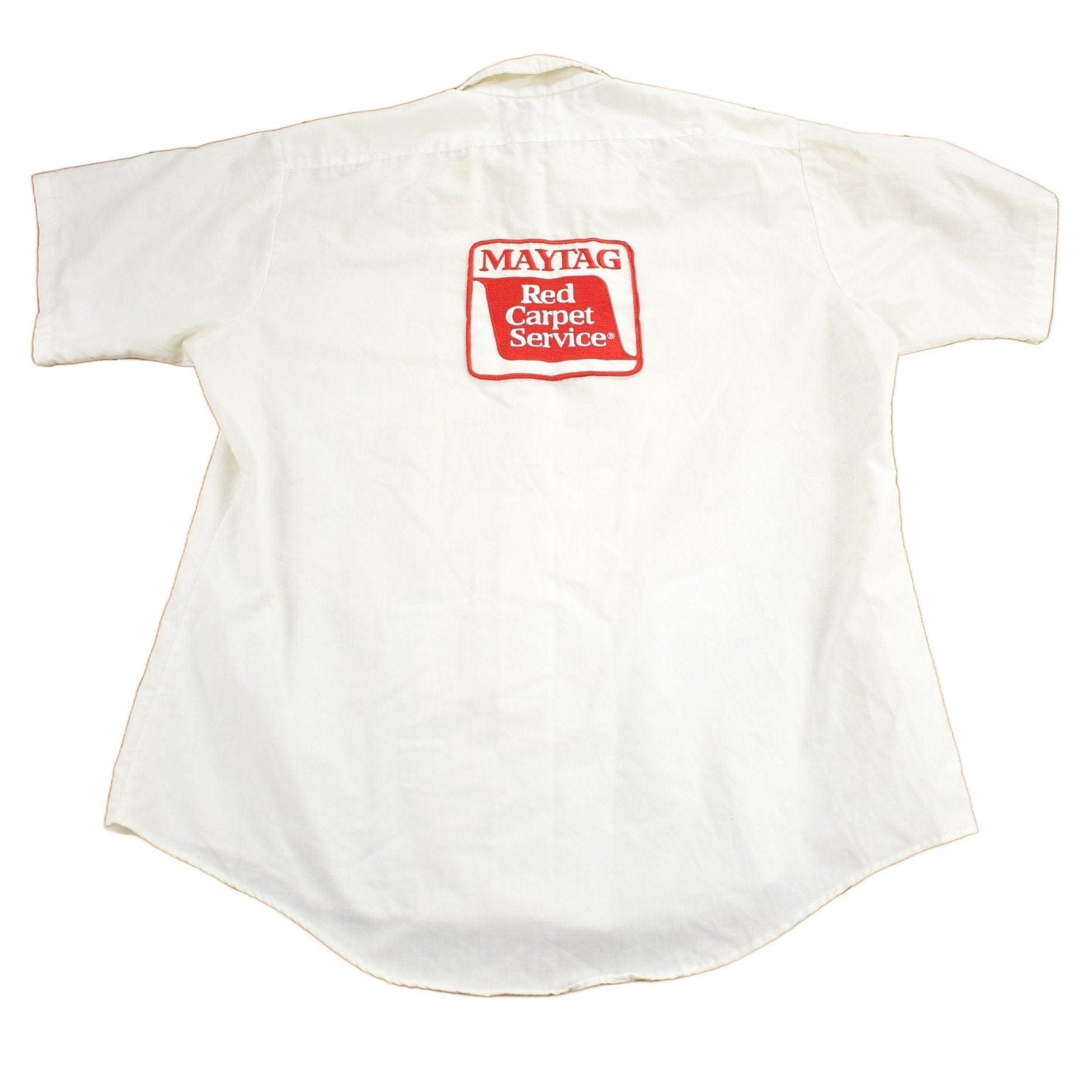 Vintage 1950s Maytag Red Carpet Service Button Up Shirt Men's L from propervintagecanada
