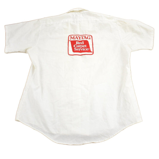 Vintage 1950s Maytag Red Carpet Service Button Up Shirt Men's L from propervintagecanada