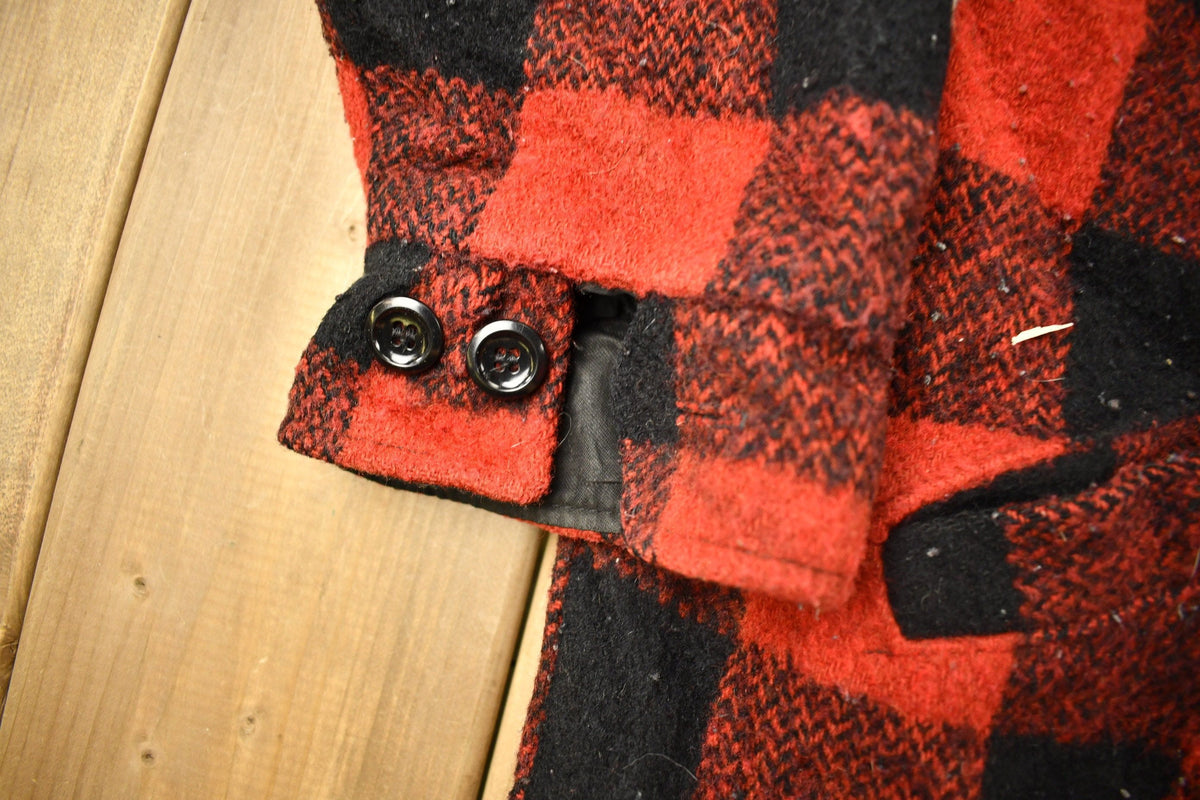 Vintage 1950s Melton Outer-Wear Buffalo Plaid Wool Hunting Jacket from propervintagecanada