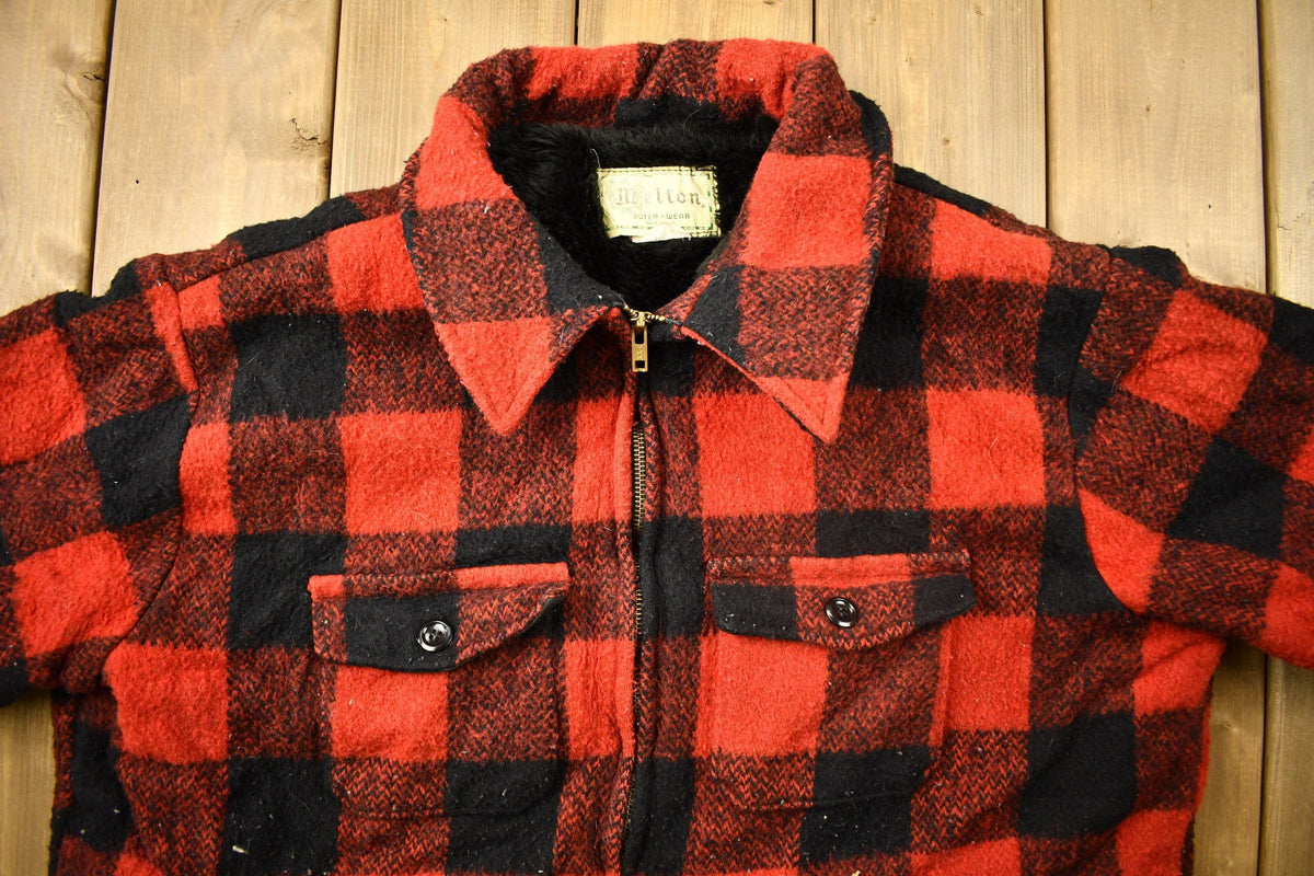 Vintage 1950s Melton Outer-Wear Buffalo Plaid Wool Hunting Jacket from propervintagecanada