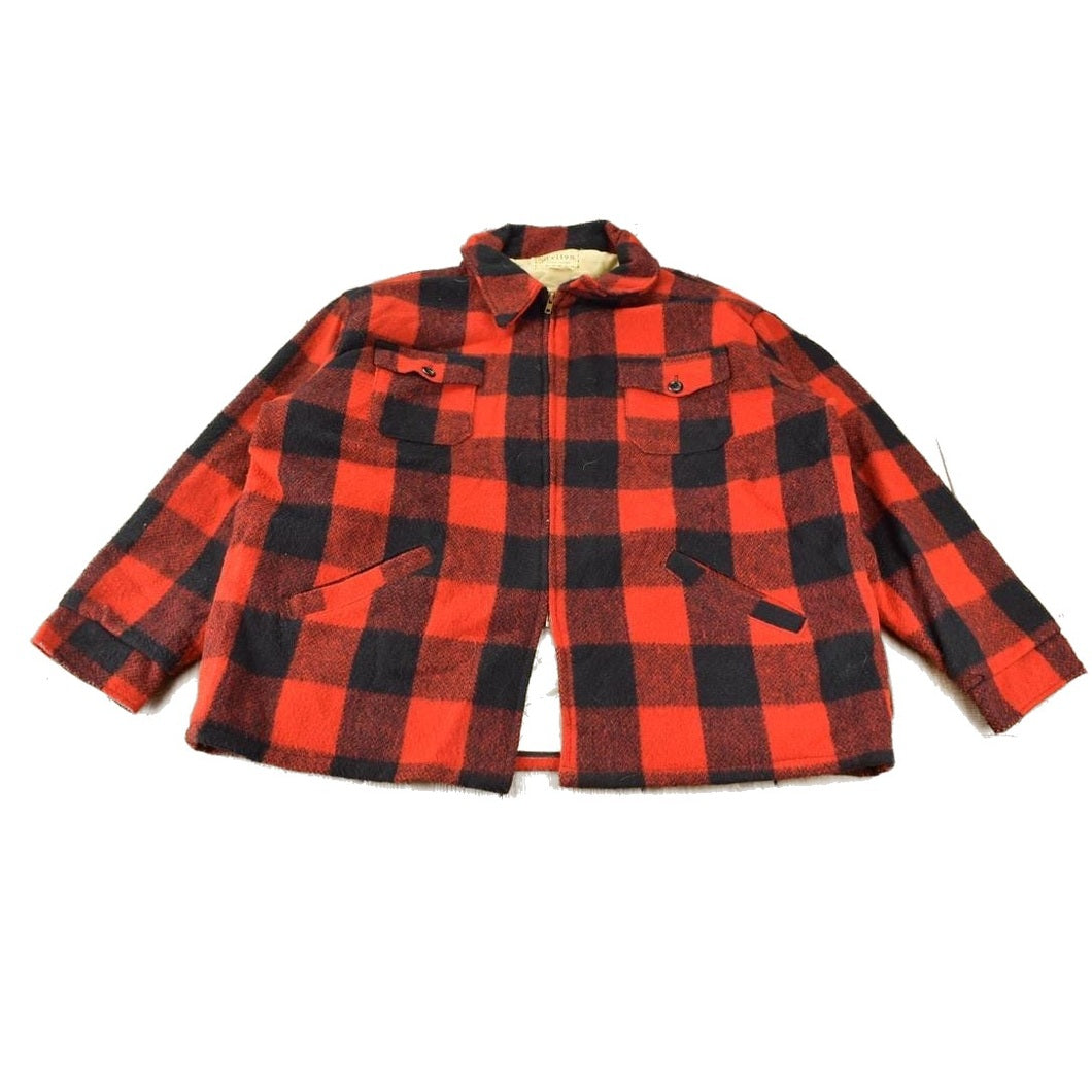 Vintage 1950s Melton Outer-Wear Buffalo Plaid Wool Hunting Jacket Men's 2XL from propervintagecanada