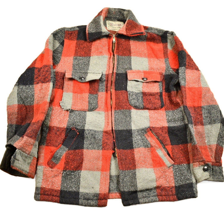 Vintage 1950s Melton Outer-Wear Buffalo Plaid Wool Hunting Jacket Men's Medium from propervintagecanada