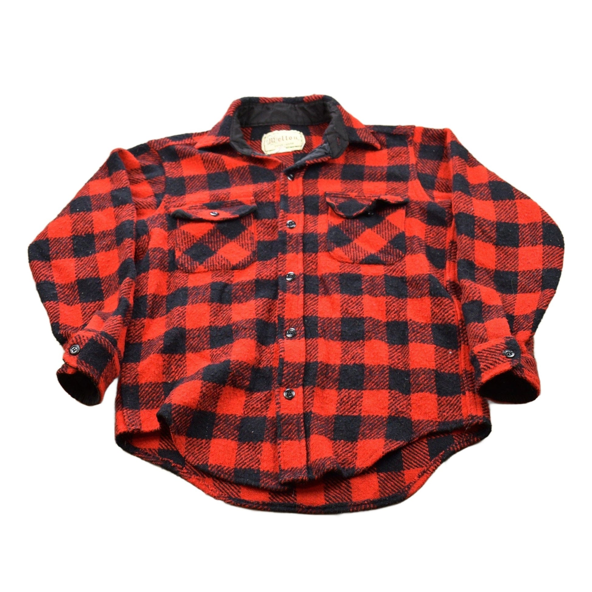 Vintage 1950s Melton Plaid Button Up Shirt / 1950s Button Up / Vintage Flannel / Plaid Flannel / Casual Shirt / Formal Shirt / Made In USA from propervintagecanada