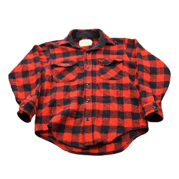 Vintage 1950s Melton Plaid Button Up Shirt / 1950s Button Up / Vintage Flannel / Plaid Flannel / Casual Shirt / Formal Shirt / Made In USA from propervintagecanada