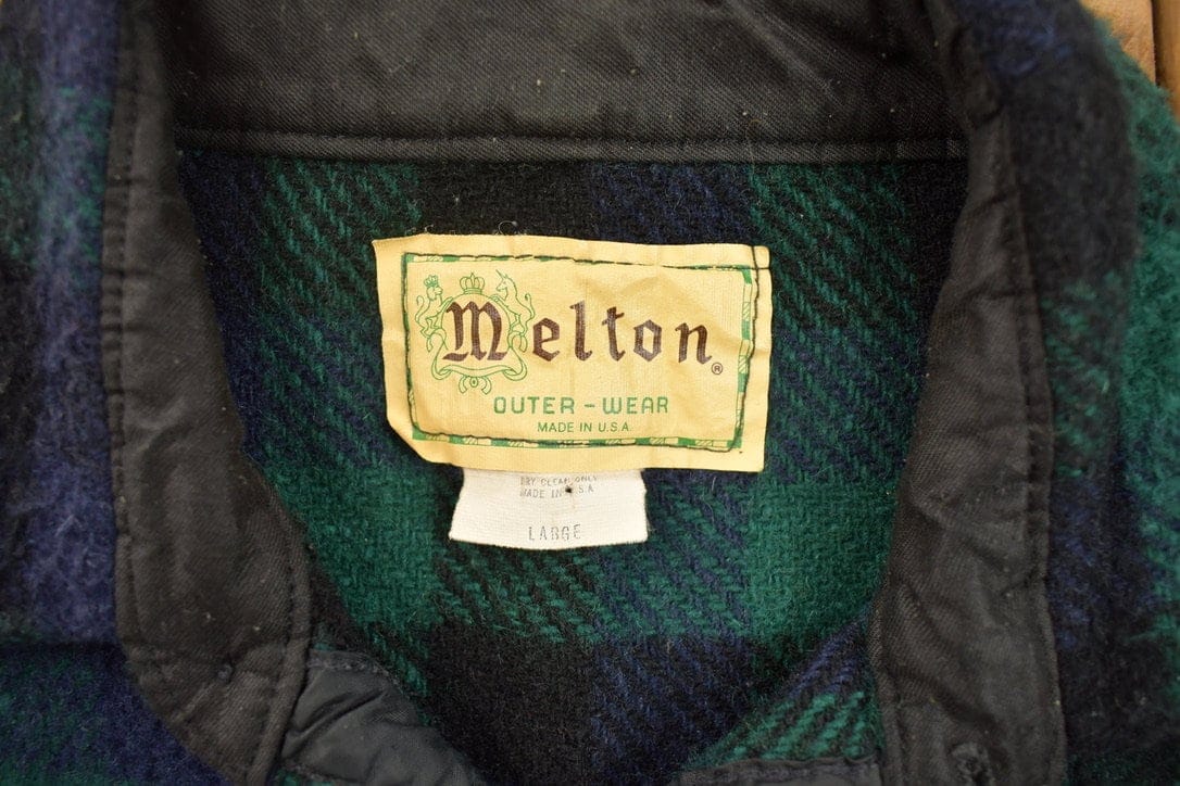Vintage 1950s Melton Plaid Flannel Button Up Jacket Men's Large from propervintagecanada