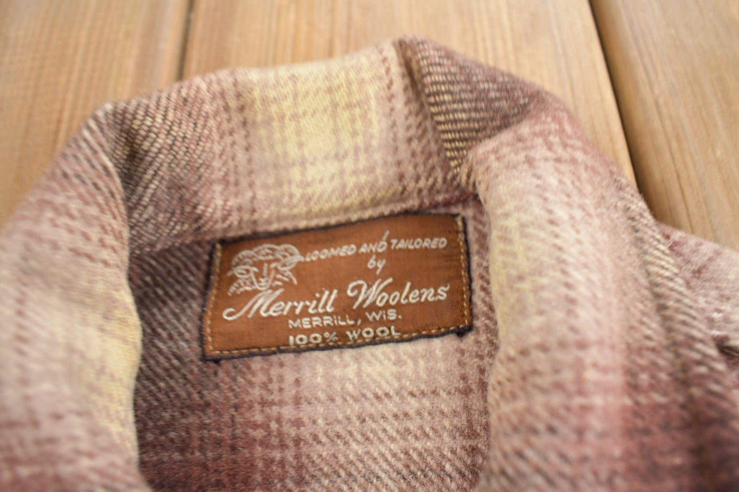 Vintage 1950s Merrill Woolens Shadow Plaid Wool Shacket Men's XL from propervintagecanada