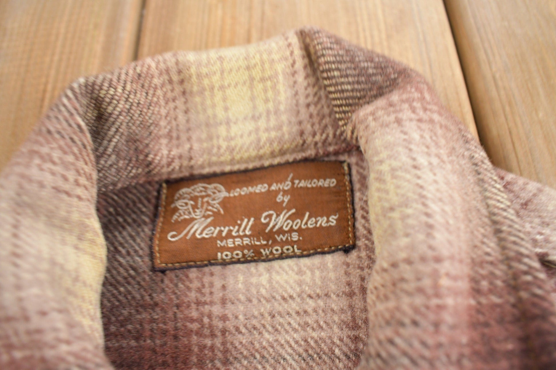 Vintage 1950s Merrill Woolens Shadow Plaid Wool Shacket Men's XL from propervintagecanada