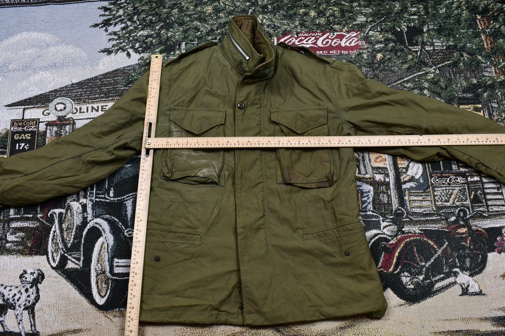 Vintage 1950s Military Army Green Jacket Men's Large from propervintagecanada