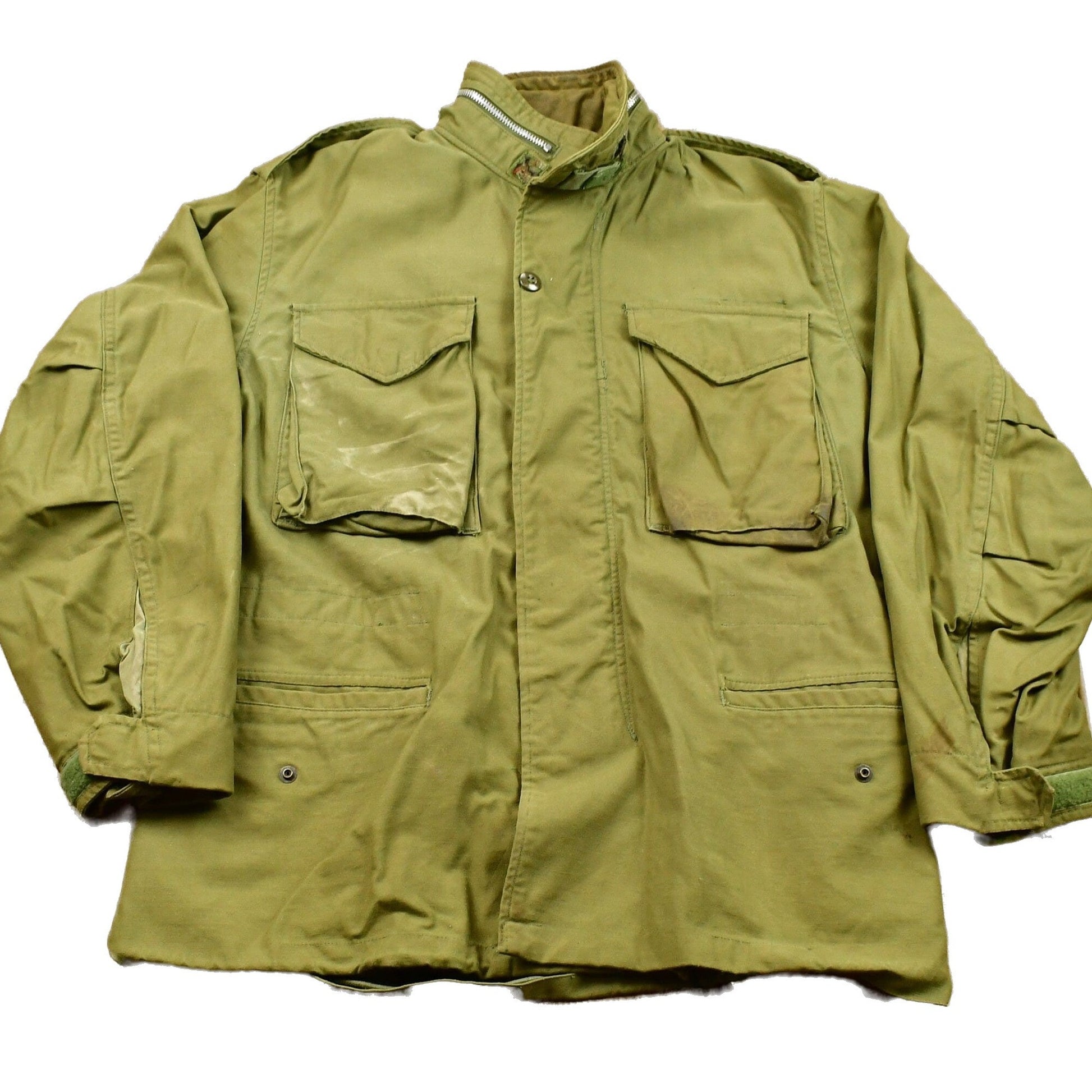 Vintage 1950s Military Army Green Jacket Men's Large from propervintagecanada