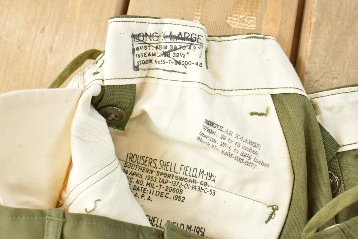Vintage 1950s OG 107 M-1951 Army Cargo Field Trousers Olive Drab Pants Men's 38 x 30 from propervintagecanada