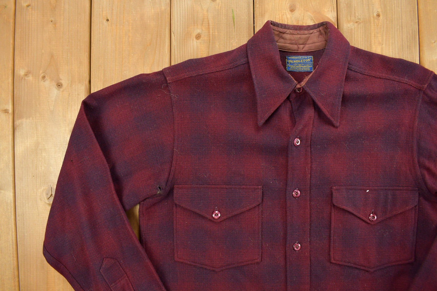 Vintage 1950s Pendleton Button Up Board Shirt Men's Large from propervintagecanada