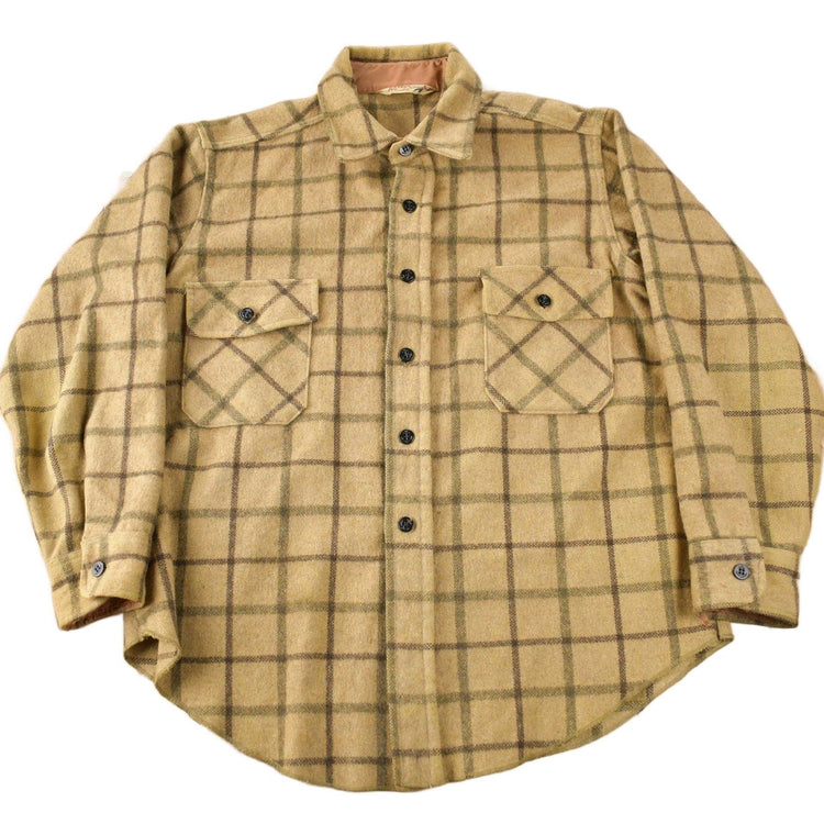 Vintage 1950s Peters Whaler Plaid Wool Button Up Flannel Men's Large Workwear from propervintagecanada