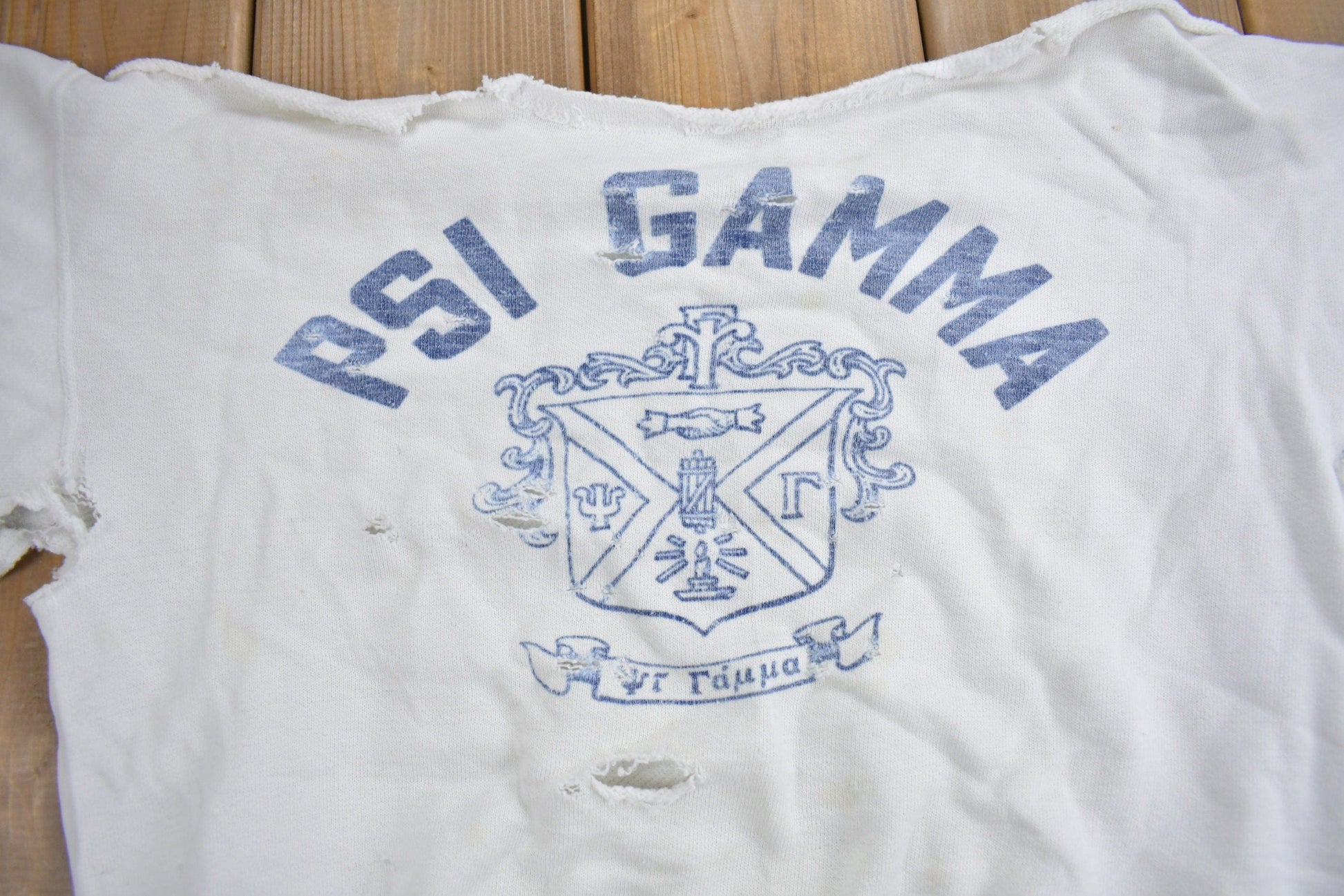 Vintage 1950s PSI Gamma Thrashed Collegiate Crewneck from propervintagecanada