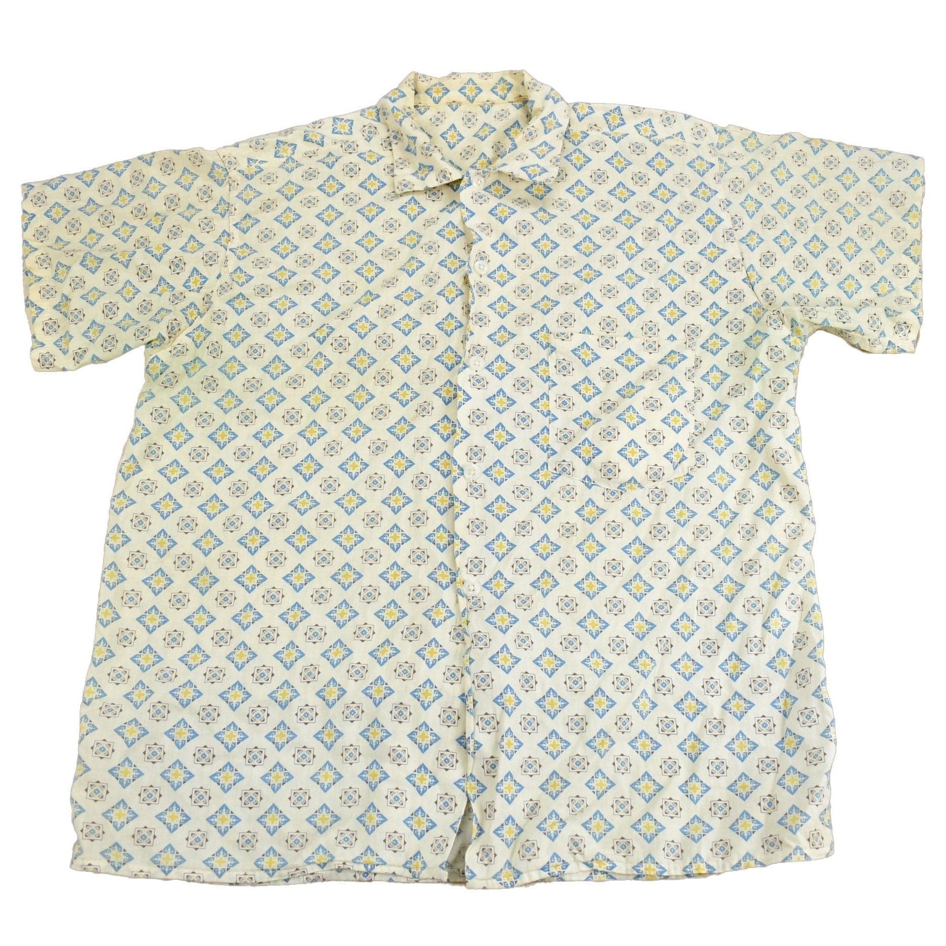 Vintage 1950s Single Needle All Over Print Button Up ShirtMen's Medium from propervintagecanada