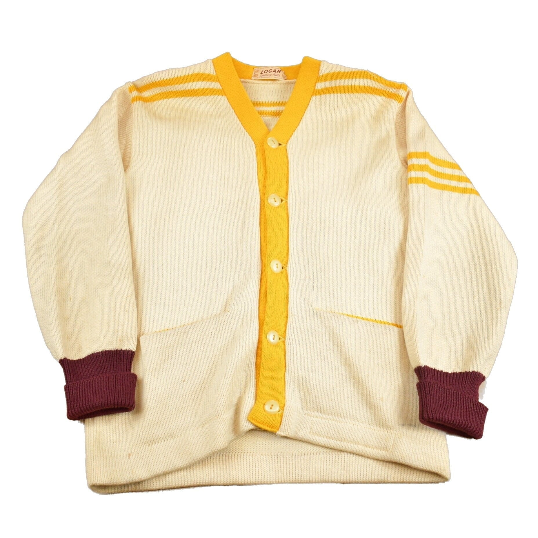 Vintage 1950s St.Ignatius Letterman Knit Cardigan Sweater Men's S from propervintagecanada