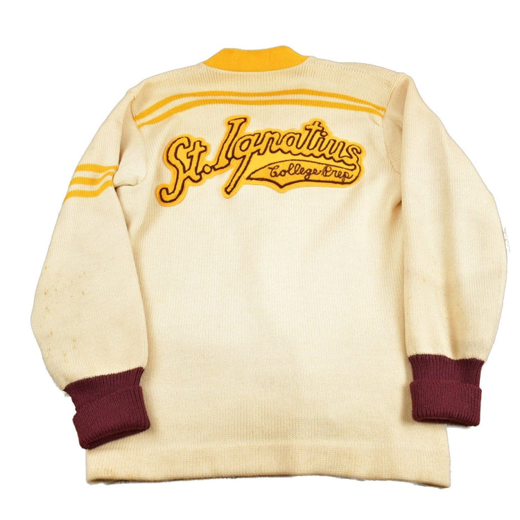 Vintage 1950s St.Ignatius Letterman Knit Cardigan Sweater Men's S from propervintagecanada