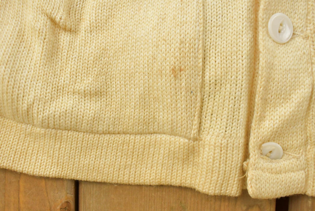 Vintage 1950s Stadium Shaker Sweater Collegiate Wool Knit Cardigan Sweater Men's S from propervintagecanada