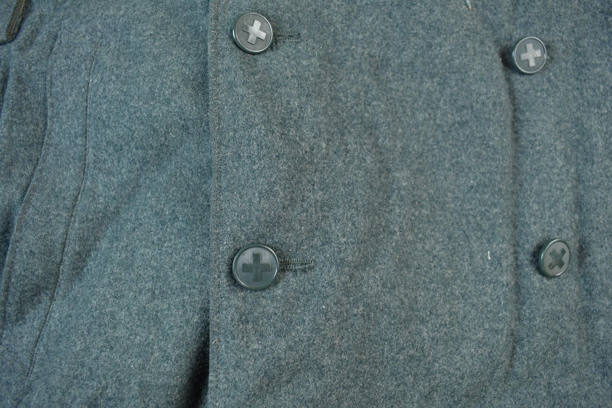 Vintage 1950s Swiss Military Wool Overcoat Men's Large from propervintagecanada